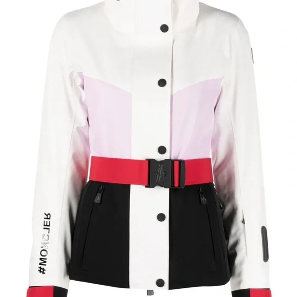 Moncler Grenoble Hainet Women's White, Pink, Black, and Red Ski Jacket